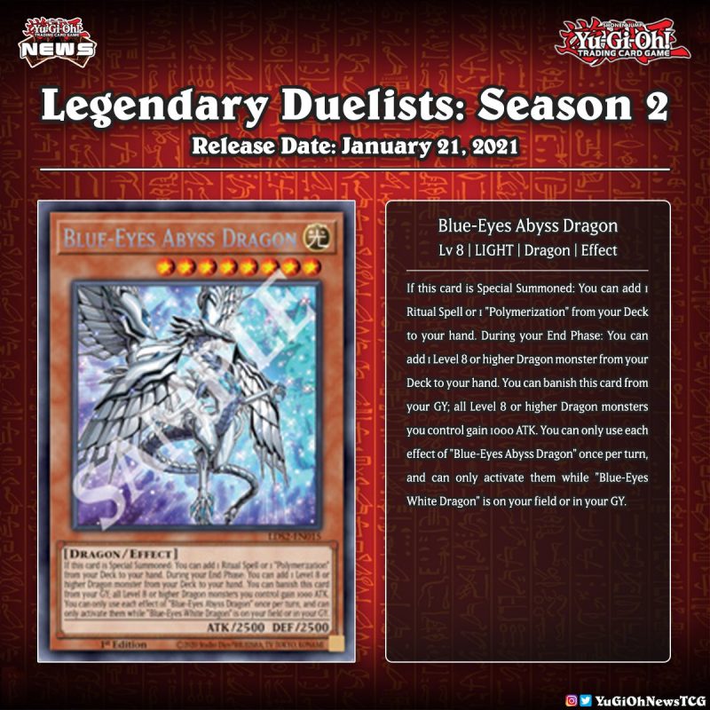 ❰𝗟𝗲𝗴𝗲𝗻𝗱𝗮𝗿𝘆 𝗗𝘂𝗲𝗹𝗶𝘀𝘁𝘀: 𝗦𝗲𝗮𝘀𝗼𝗻 2❱"Blue-Eyes Abyss Dragon" has been  officially rev...