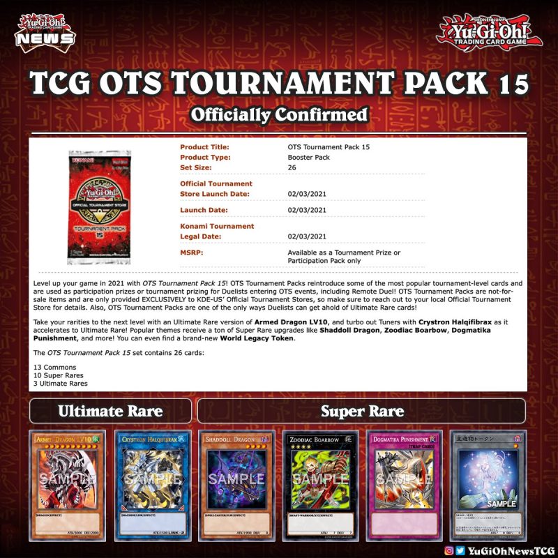 YUGIOH OTS TOURNAMENT PACK 15 5X NEW FACTORY SEALED PACKS FROM New CASE UNWEIGH 