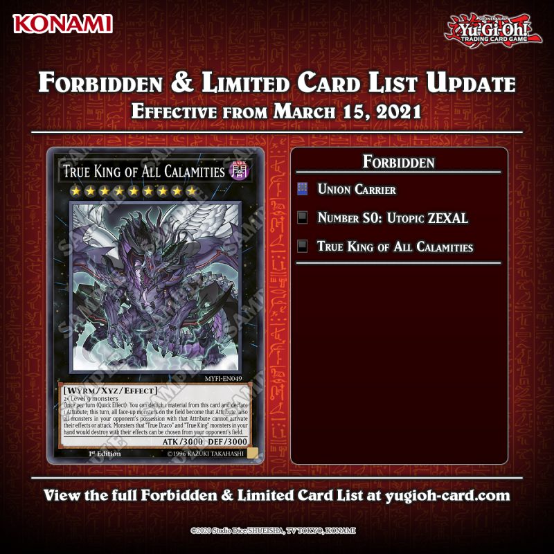 Attention Duelists!The Yu-Gi-Oh! TCG Forbidden & Limited List has been updated...