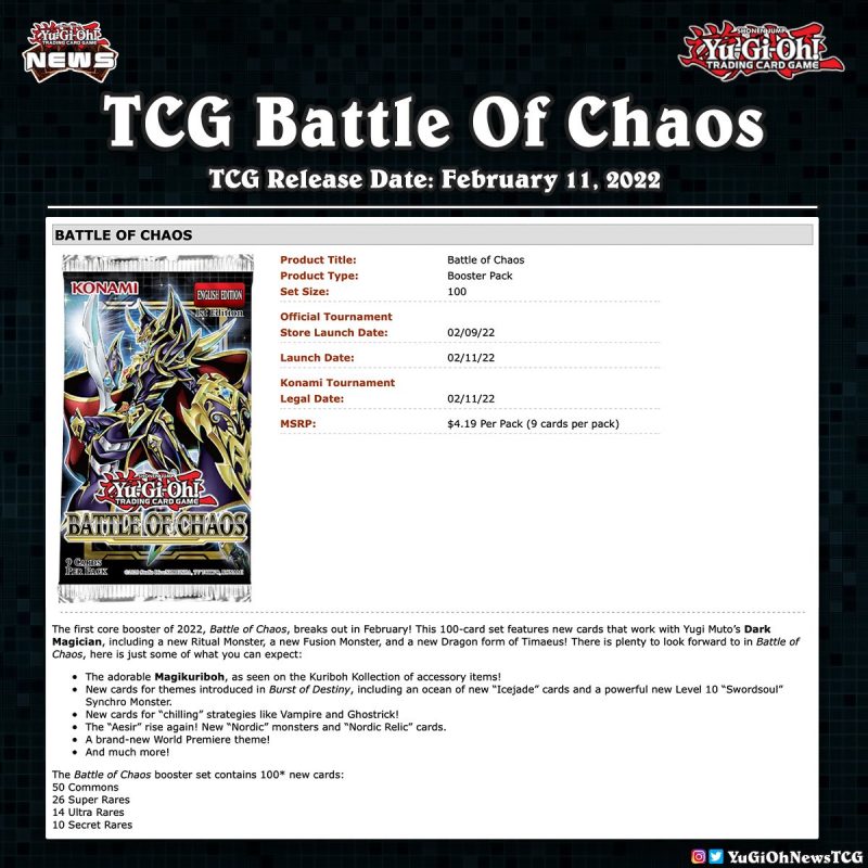❰𝗕𝗮𝘁𝘁𝗹𝗲 𝗼𝗳 𝗖𝗵𝗮𝗼𝘀❱The first core booster of 2022, Battle of Chaos, breaks out in...