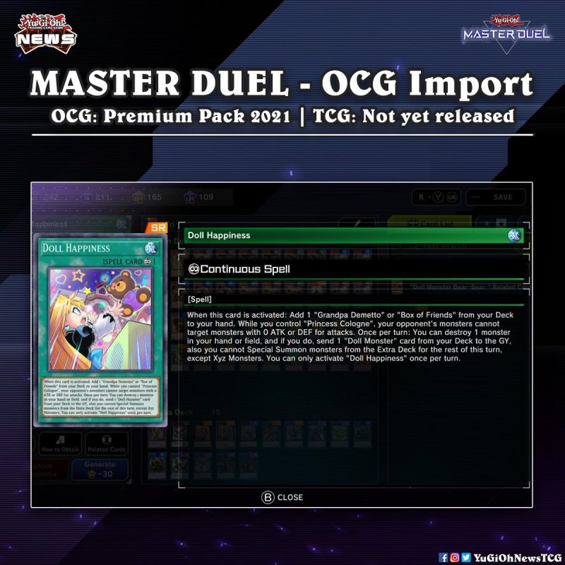 ❰𝗠𝗔𝗦𝗧𝗘𝗥 𝗗𝗨𝗘𝗟❱These “Doll” cards are currently only available in the OCG but tha...