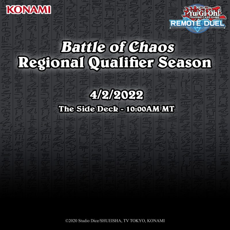 In-person and Remote Duel Regional Qualifiers for the Battle of Chaos season are...