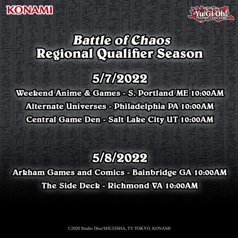 Regional Qualifiers for the Battle of Chaos season are this weekend!#YuGiOhTCG...